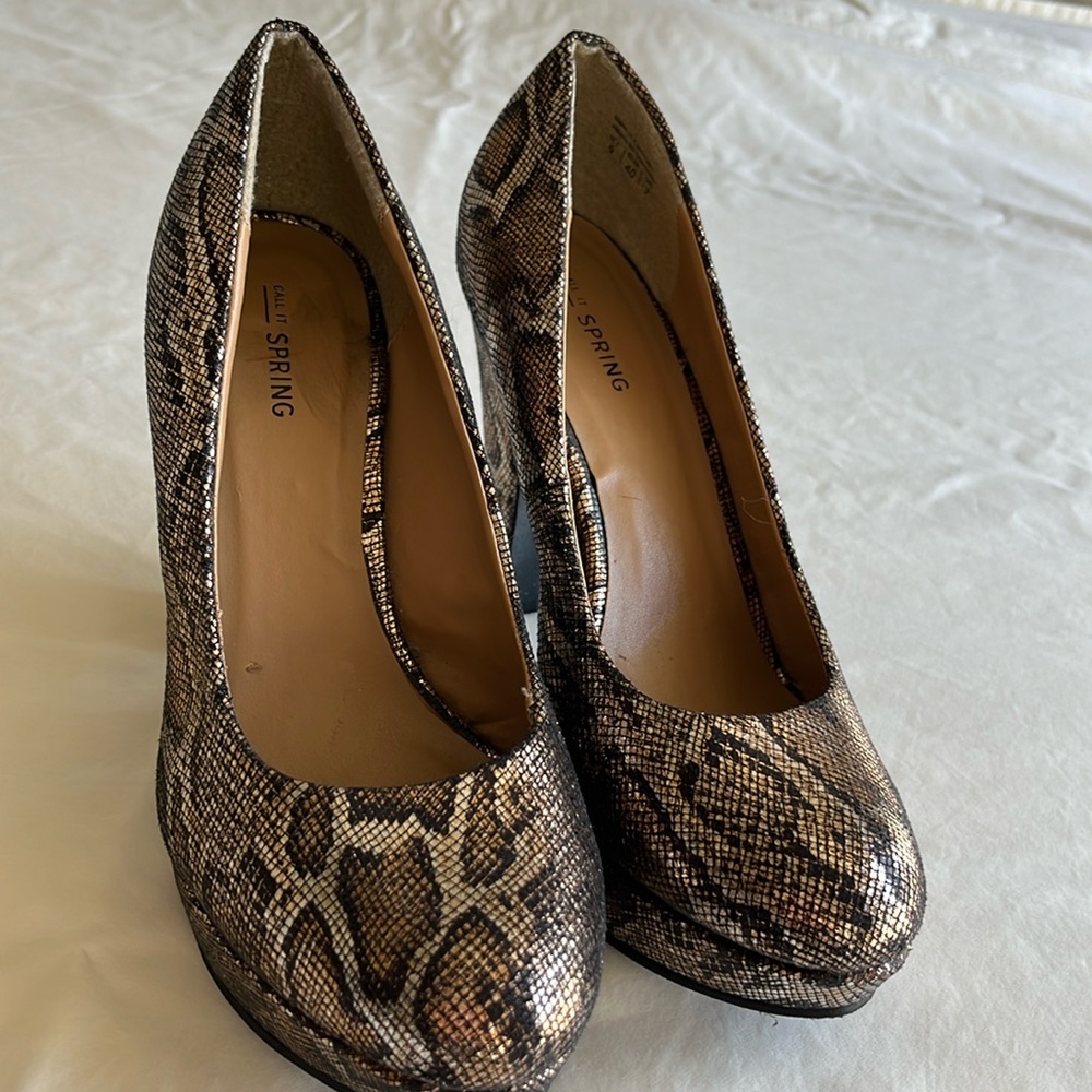 Call It Spring Python Print Women’s Size 9 Four Inch Heels- Great Used Condition